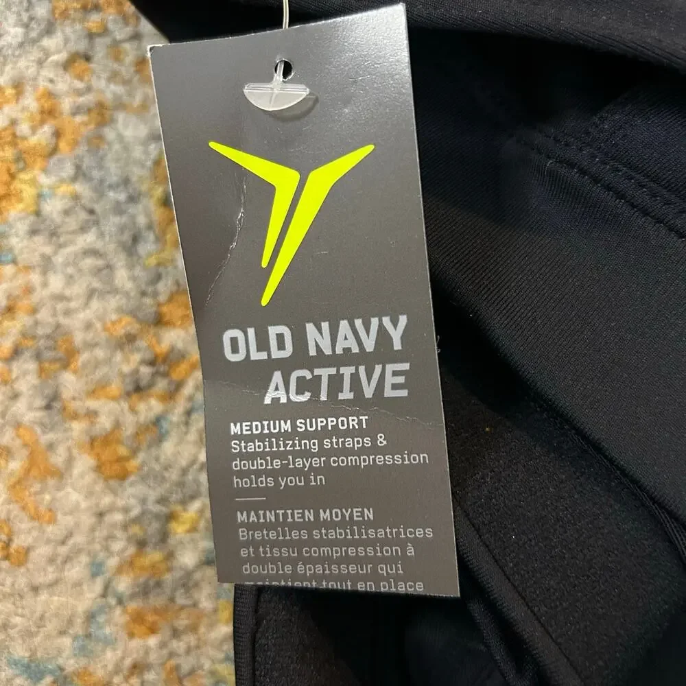 Old Navy Go-Dry Black Sports Bra Womens 4X Medium Support Breathable Gym Yoga